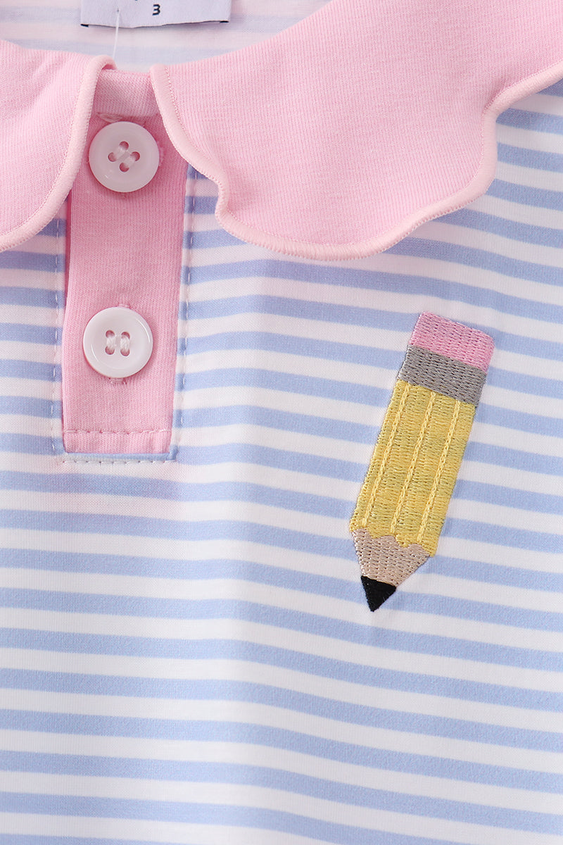 Purple Stripe Pencil Embroidered Top