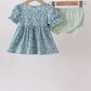 Teal Floral Lace Bow Bloomer Set