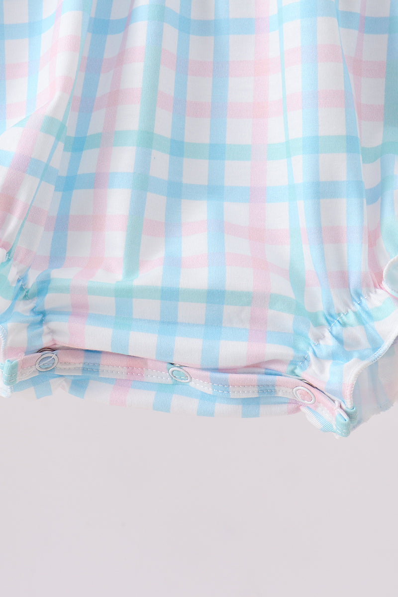 Pink Crocodile Smocked Gingham Bubble