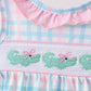 Pink Crocodile Smocked Gingham Bubble