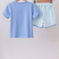Blue Crocodile Embroidered Shorts Set