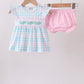 Pink Crocodile Smocked Gingham Bloomer Set
