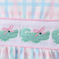 Pink Crocodile Smocked Gingham Bloomer Set