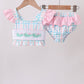 Pink Crocodile Smocked Gingham 2PC Swimsuit