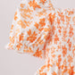 Orange Floral Smocked 2PC Ruffle Swimsuit