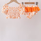 Orange Floral Smocked 2PC Ruffle Swimsuit