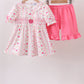 Pink Apple Smocked Ruffle Shorts Set