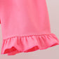 Pink Apple Smocked Ruffle Shorts Set