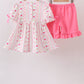 Pink Apple Smocked Ruffle Shorts Set