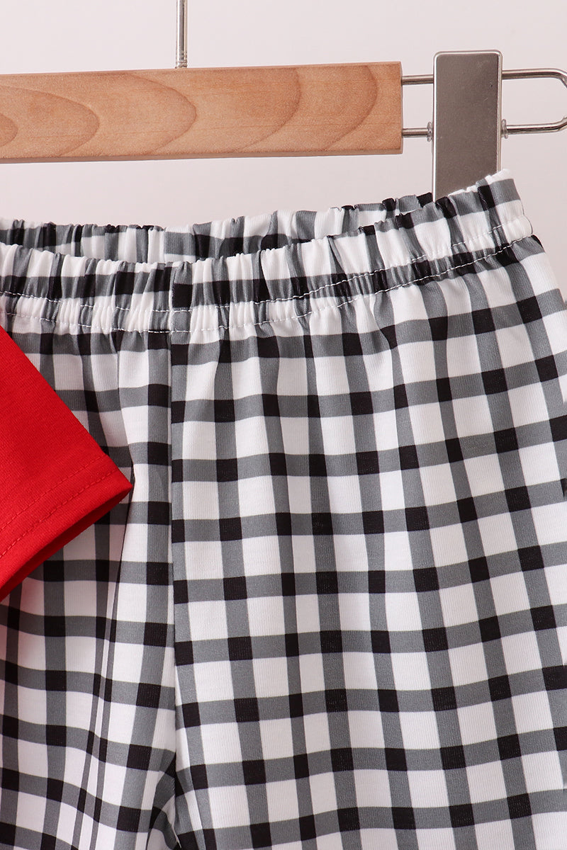 Red Georgia Applique Gingham Shorts Set
