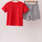 Red Georgia Applique Gingham Shorts Set