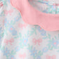 Pink Floral Bow Print Scalloped Shorts Set
