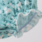 Green Floral Smocked Ruffle Bubble