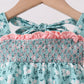 Green Floral Smocked Ruffle Bloomer Set