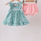 Green Floral Smocked Ruffle Bloomer Set