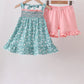 Green Floral Smocked Ruffle Shorts Set