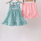 Green Floral Smocked Ruffle Shorts Set
