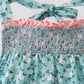 Green Floral Smocked Ruffle Dress