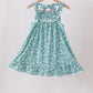 Green Floral Smocked Ruffle Dress