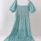 Green Floral Smocked Mom Dress