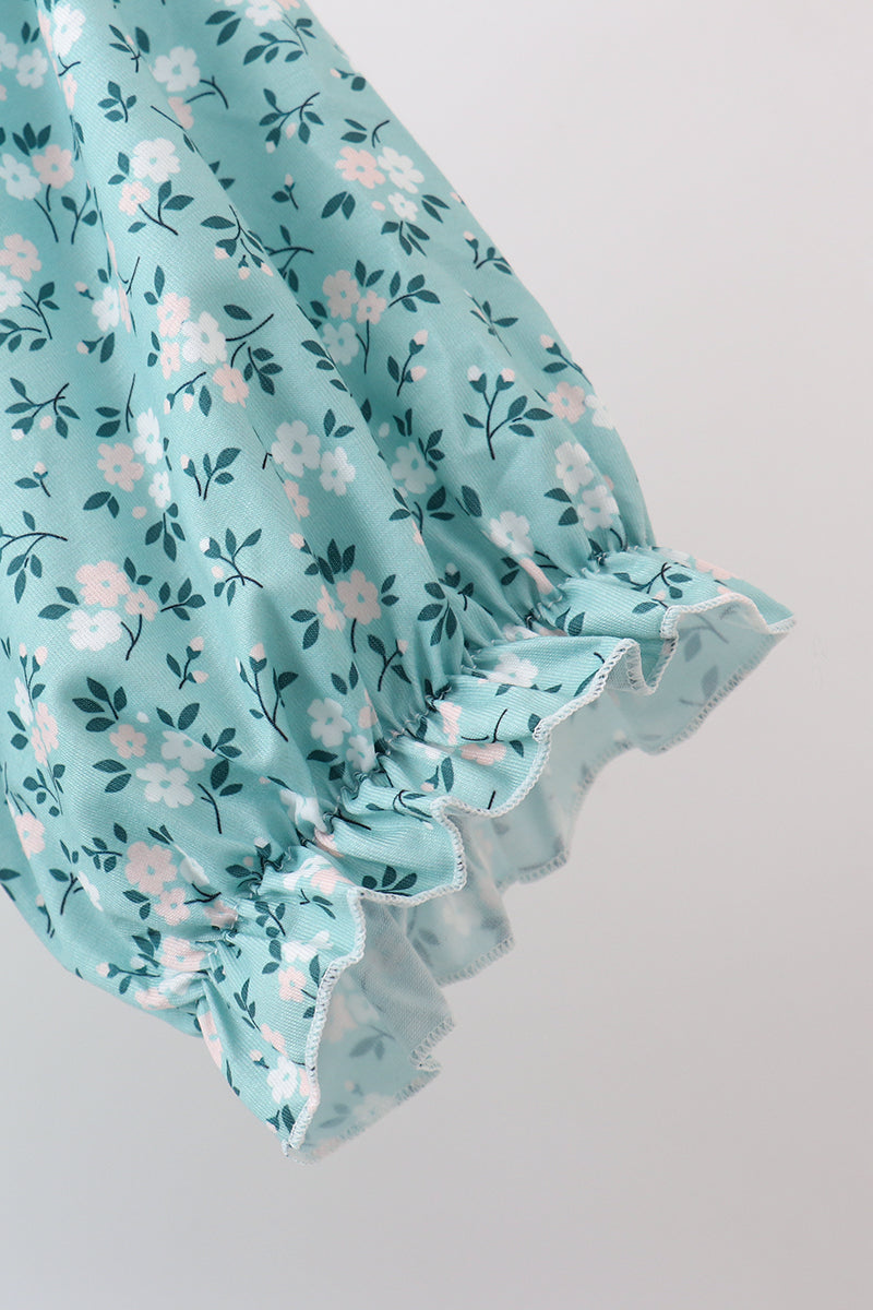 Green Floral Smocked Mom Dress