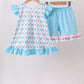 Blue Rose Ruffle Shorts Set