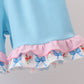 Blue Rose Ruffle Shorts Set