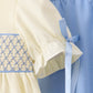 Cream smocked bow pants set