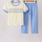 Cream smocked pants set