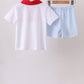 Blue Puppy Embroidered Boys Shorts Set