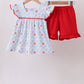 Red Apple Print Girls Shorts Set