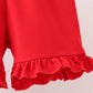 Red Apple Print Girls Shorts Set