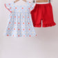 Red Apple Print Girls Shorts Set