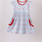 Red Apple Print Ruffle Dress