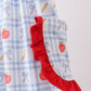 Red Apple Print Ruffle Dress