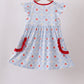 Red Apple Print Ruffle Dress