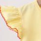 Yellow Apple Crayon Embroidered Ruffle Pants Set