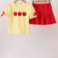 Yellow Apple Crayon Embroidered Girls Skorts Set