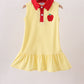 Yellow Apple Crayon Embroidered Ruffle Dress