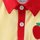 Yellow Apple Crayon Embroidered Ruffle Dress