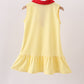 Yellow Apple Crayon Embroidered Ruffle Dress