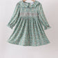 Green Floral Smocked Dress