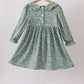 Green Floral Smocked Dress