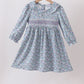 Blue Floral Smocked Dress