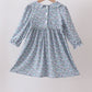 Blue Floral Smocked Dress