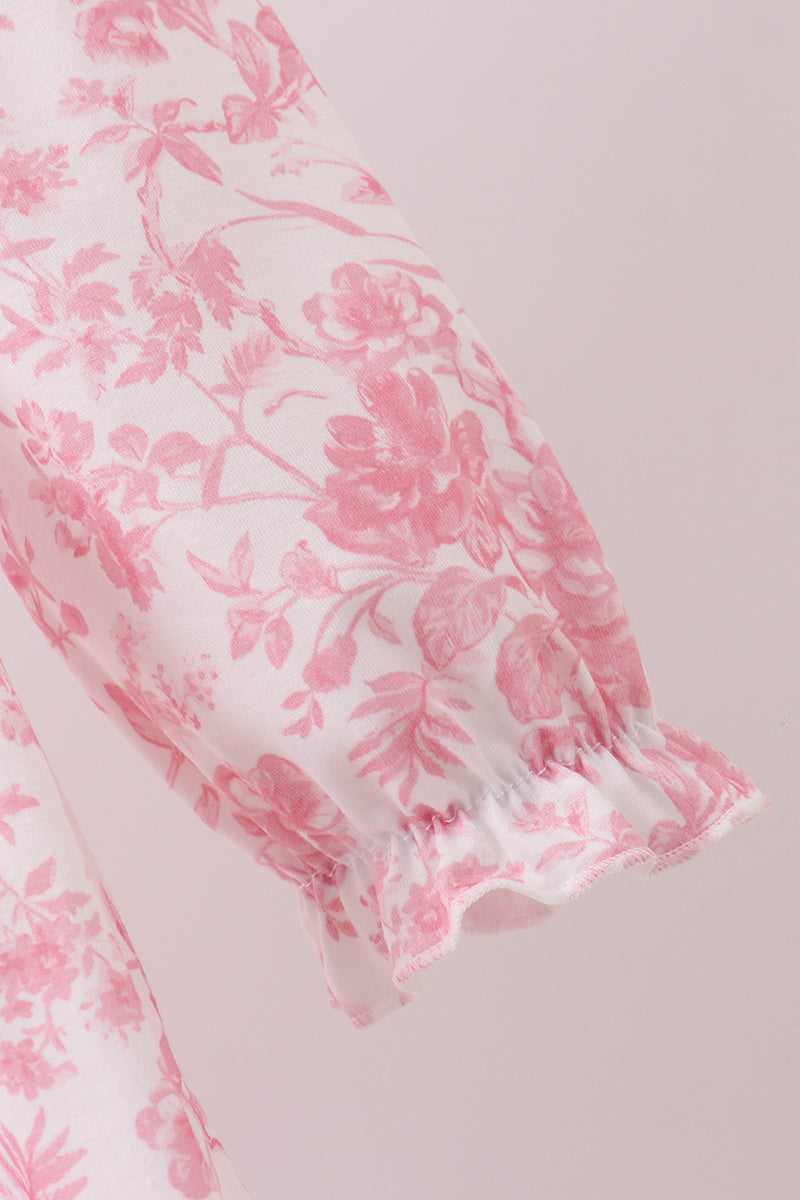 Pink Floral Smocked Dress