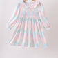 Checkered Floral Smocked Dress