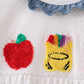 Blue Apple Crayon French Knot Ruffle Dress