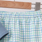 Blue Apple Crayon French Knot Plaid Shorts Set