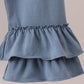 Blue Apple Crayon French Knot Ruffle Pants Set